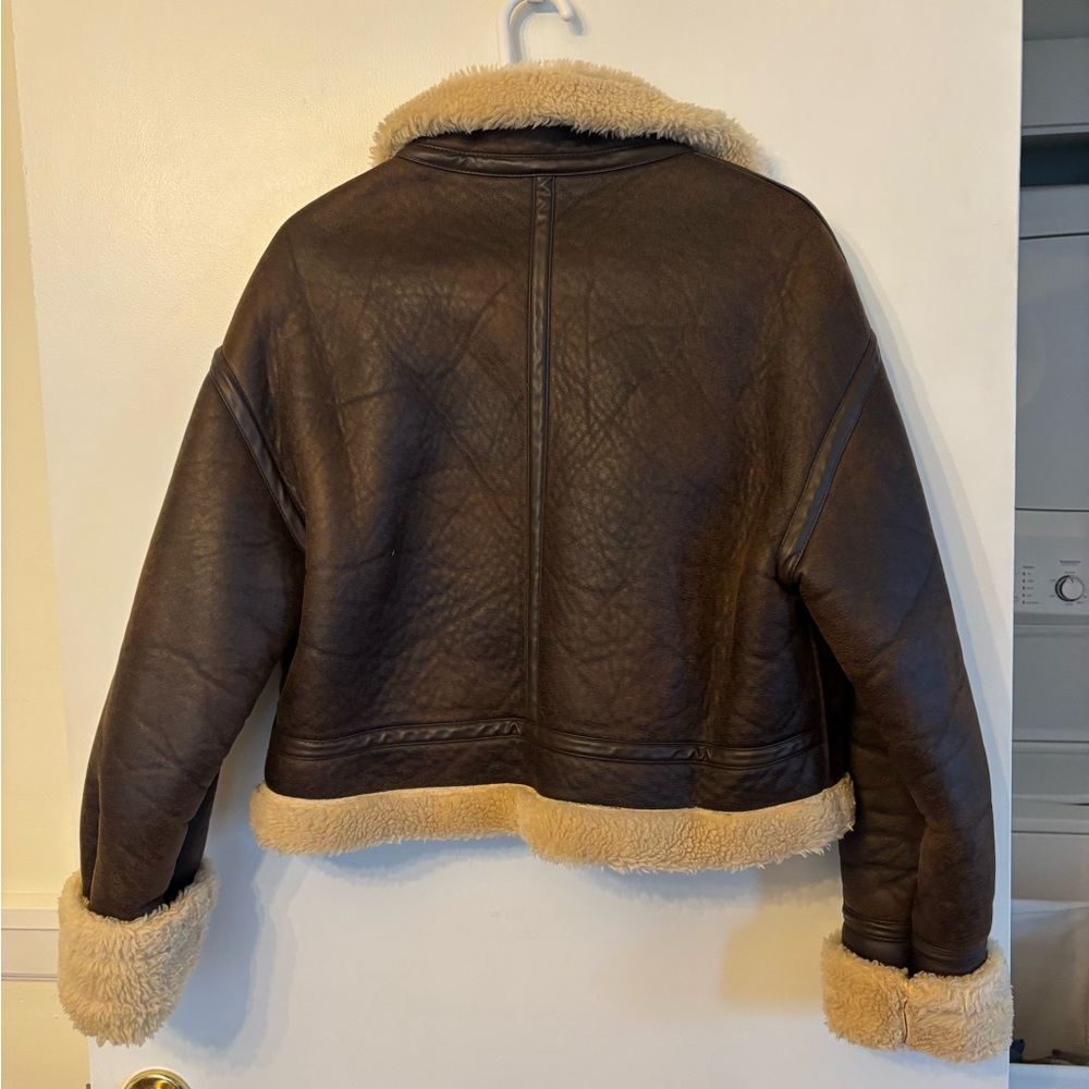Zara Tan Aviation Shearling Jacket - Picture 4 of 4